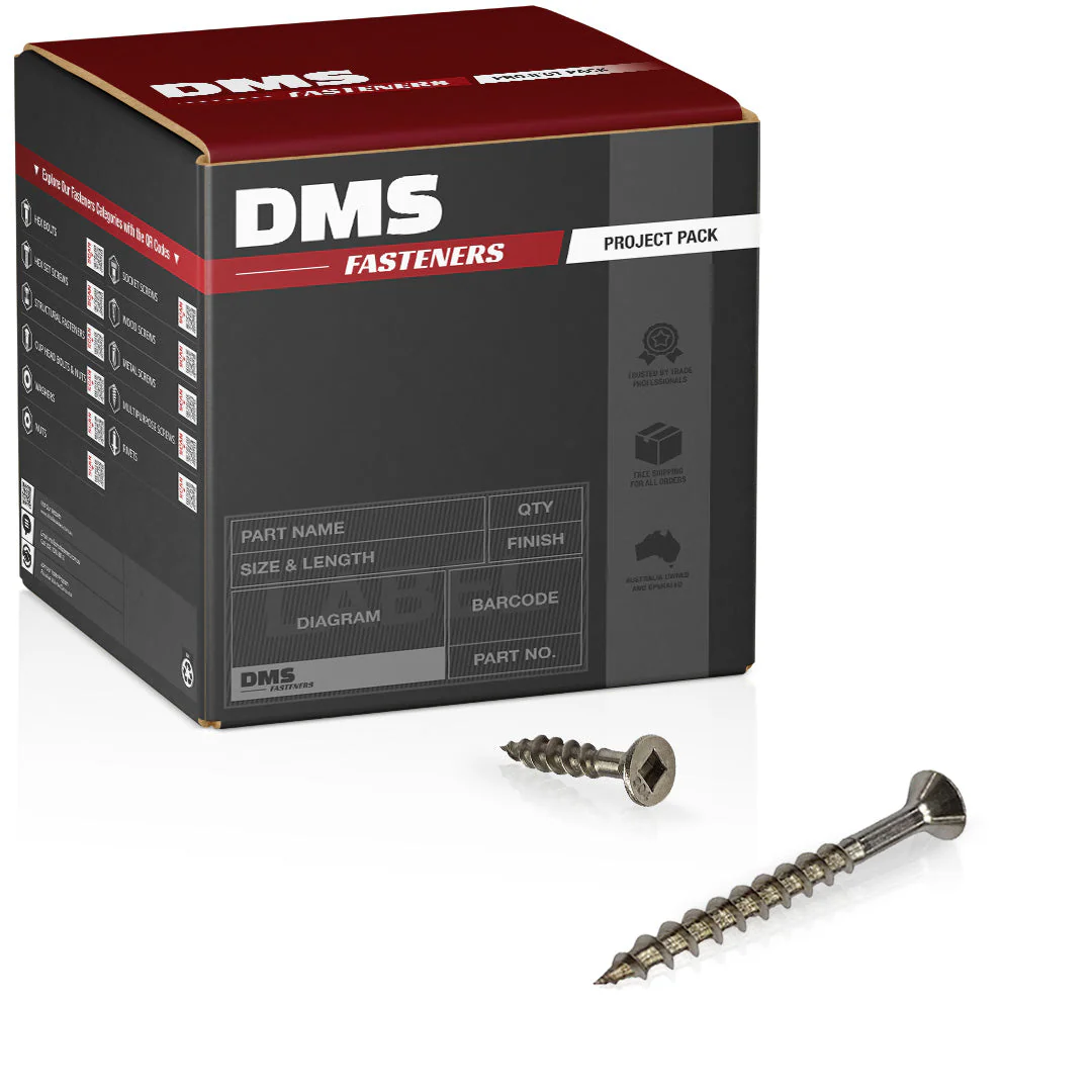 10g-10 x 65mm Chipboard Screw Square Drive Stainless Steel G304 A2