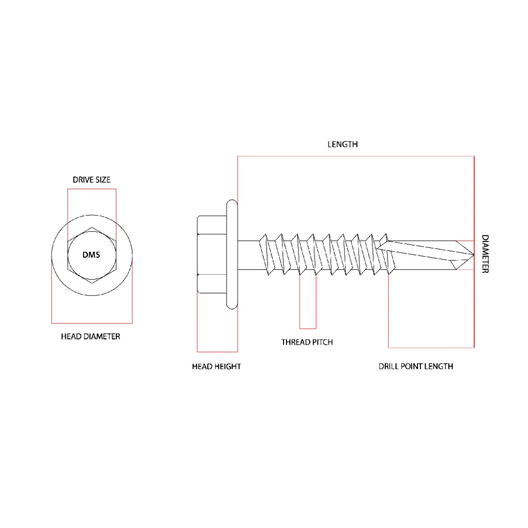 12g-24 x 32mm Series 500 Tek Screw Hex No 5 Extended Point Galvanised - Image 6