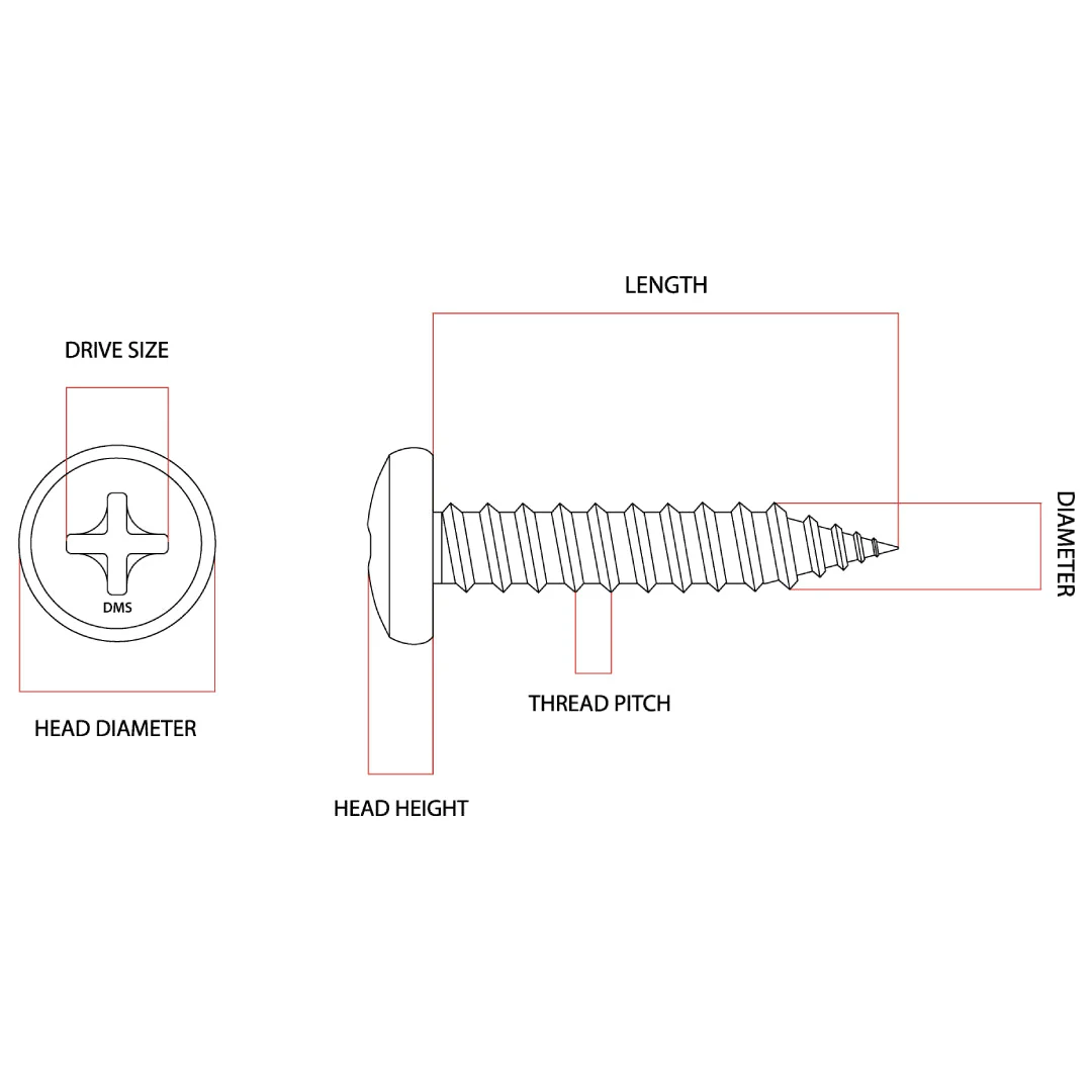 8g x 10mm Pan Self Tapping Screw Phillips Stainless Steel G302 / G304 A2 - Image 6