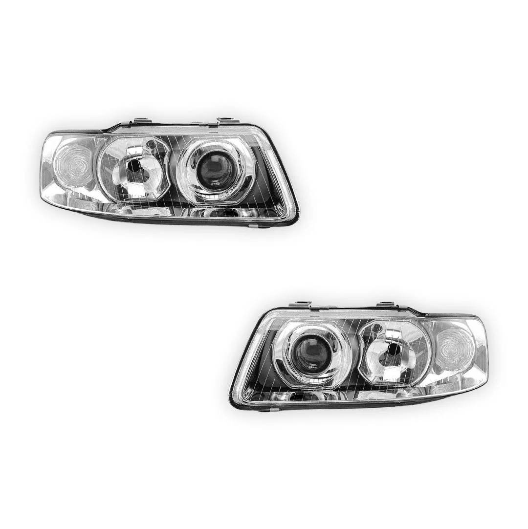 Audi A3 8L (2000 - 2003) Black / Chrome Non-Xenon OEM Style Headlights LH + RH - Image 2