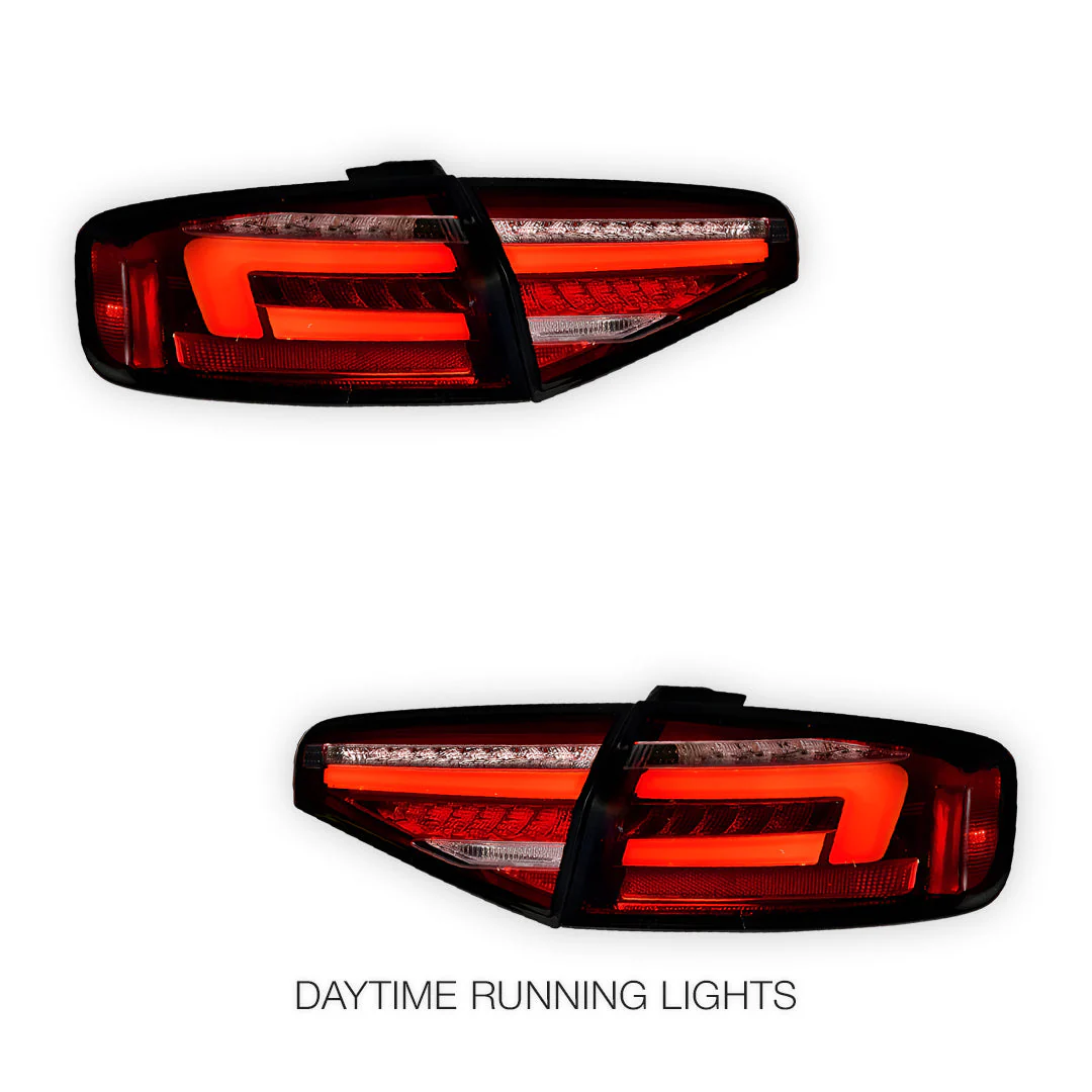 Audi A4 B8 (2012 - 2015) Clear Red Sequential 3D LED Stripe Tail Lights LH + RH - Image 2