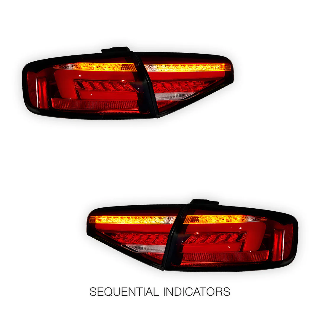 Audi A4 B8 (2012 - 2015) Clear Red Sequential 3D LED Stripe Tail Lights LH + RH - Image 4