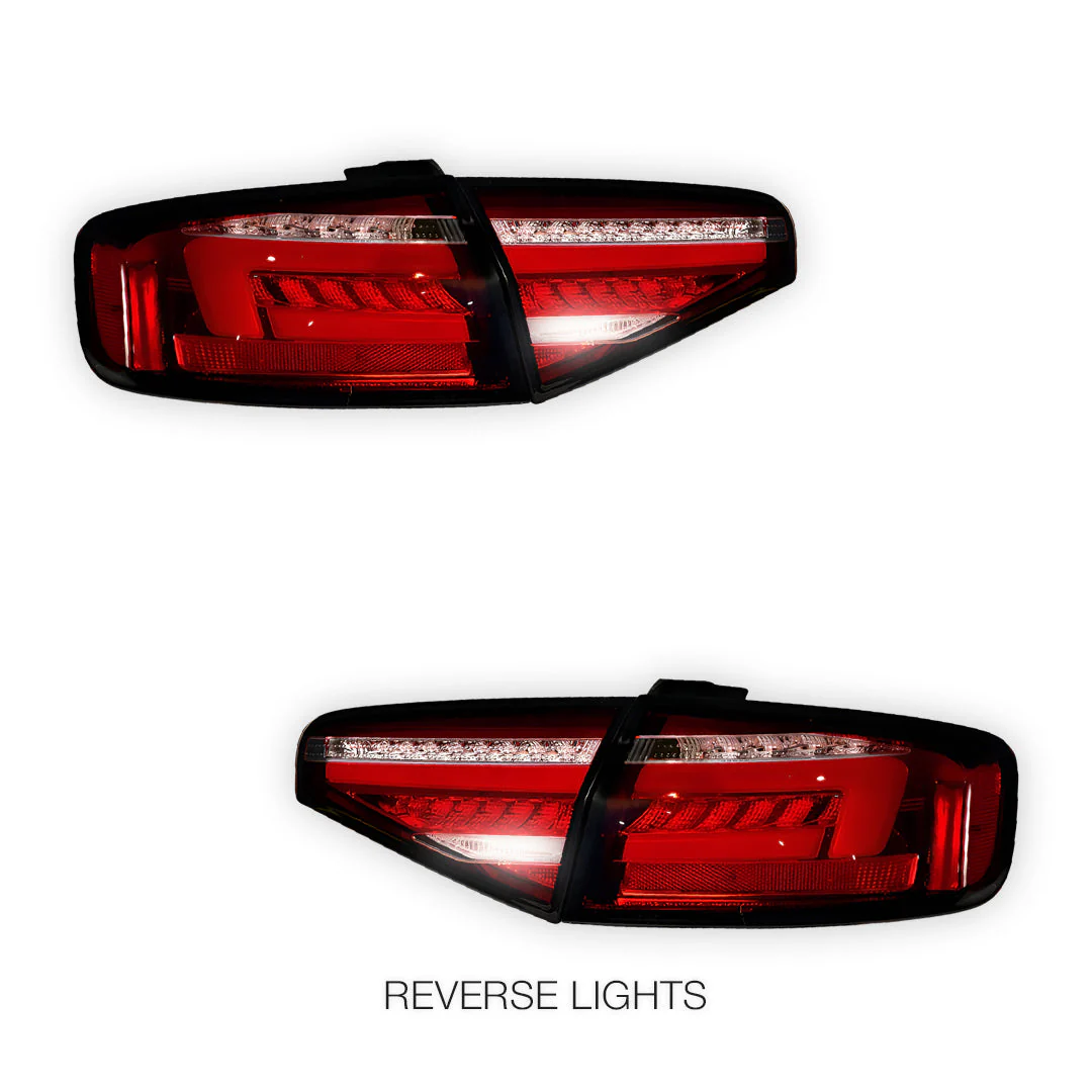 Audi A4 B8 (2012 - 2015) Clear Red Sequential 3D LED Stripe Tail Lights LH + RH - Image 5