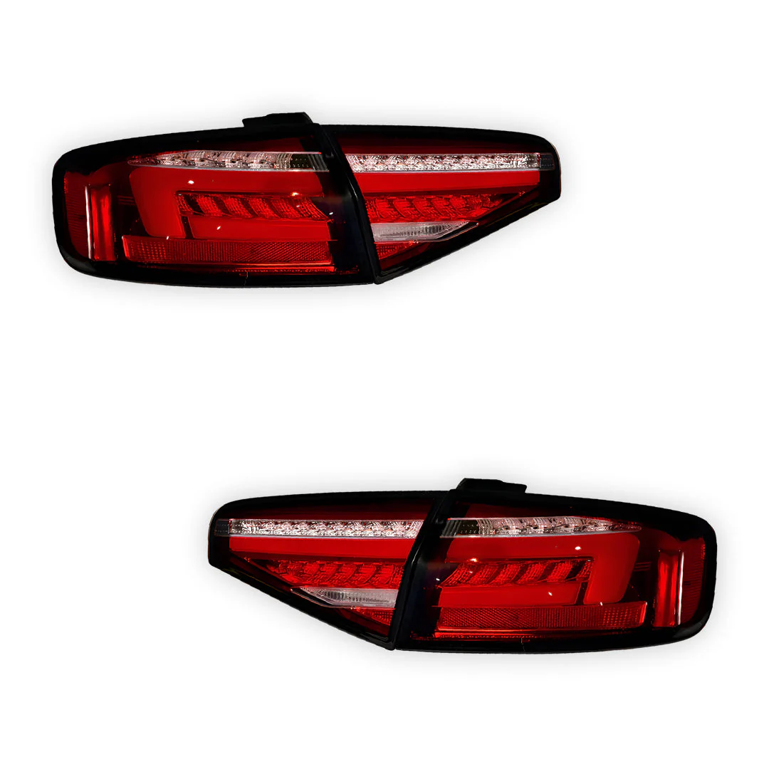 Audi A4 B8 (2012 - 2015) Clear Red Sequential 3D LED Stripe Tail Lights LH + RH - Image 6