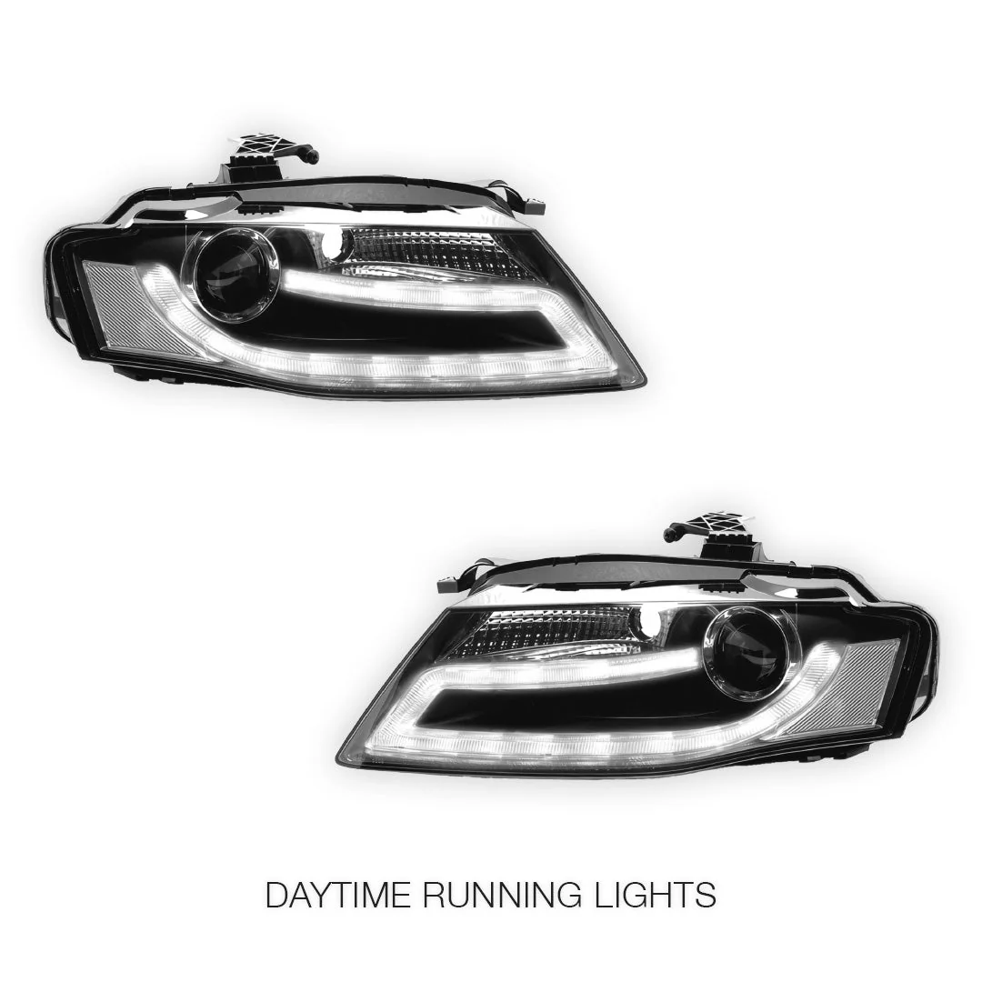 Audi A4 B8 Pre-Facelift (2009 - 2012) LED DRL Dual Beam Projector Halogen Headlights LH + RH - Image 2