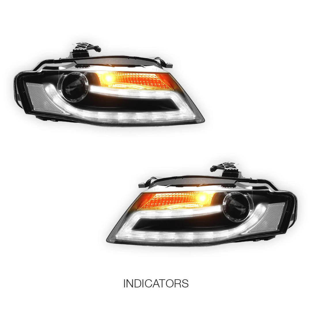 Audi A4 B8 Pre-Facelift (2009 - 2012) LED DRL Dual Beam Projector Halogen Headlights LH + RH - Image 3