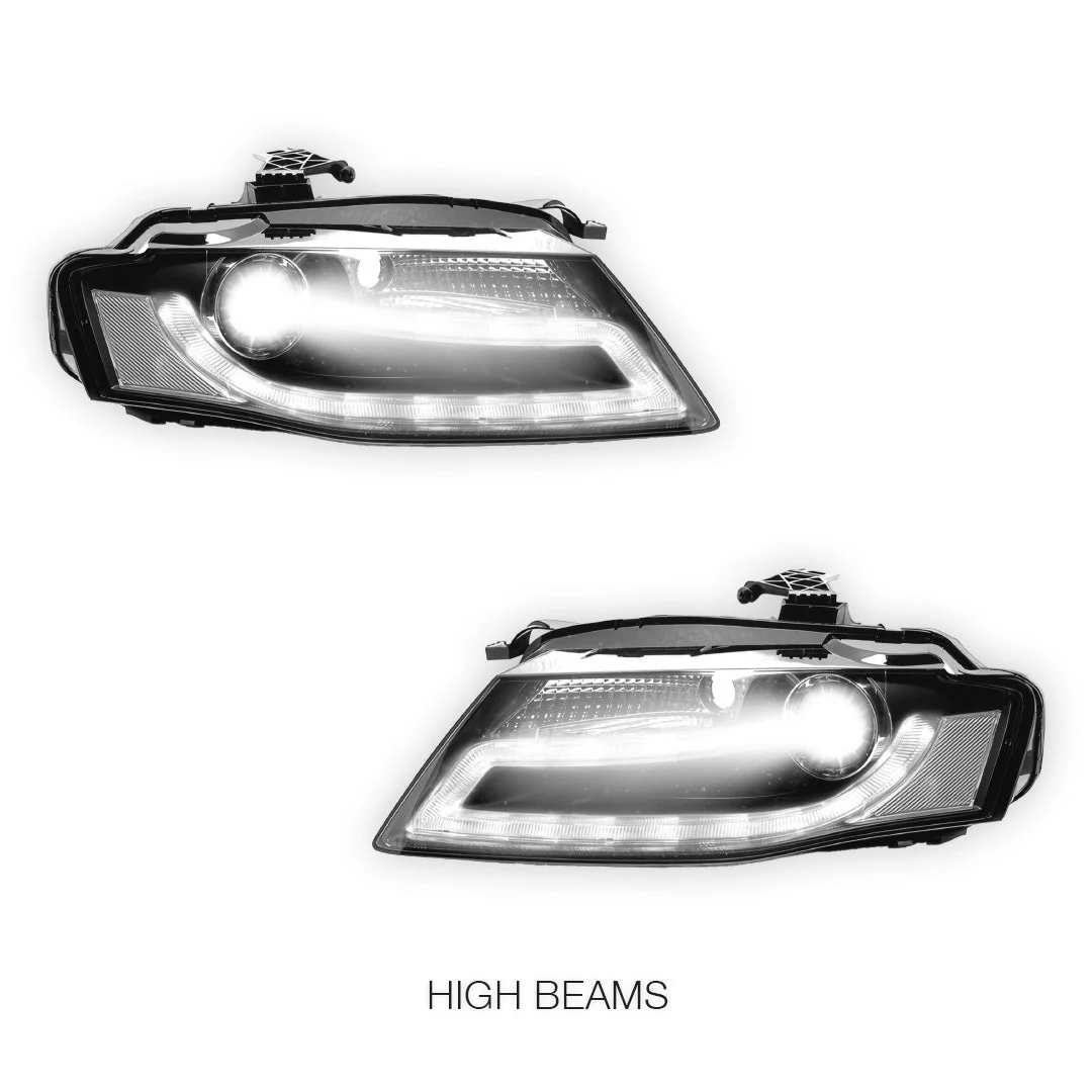 Audi A4 B8 Pre-Facelift (2009 - 2012) LED DRL Dual Beam Projector Halogen Headlights LH + RH - Image 5