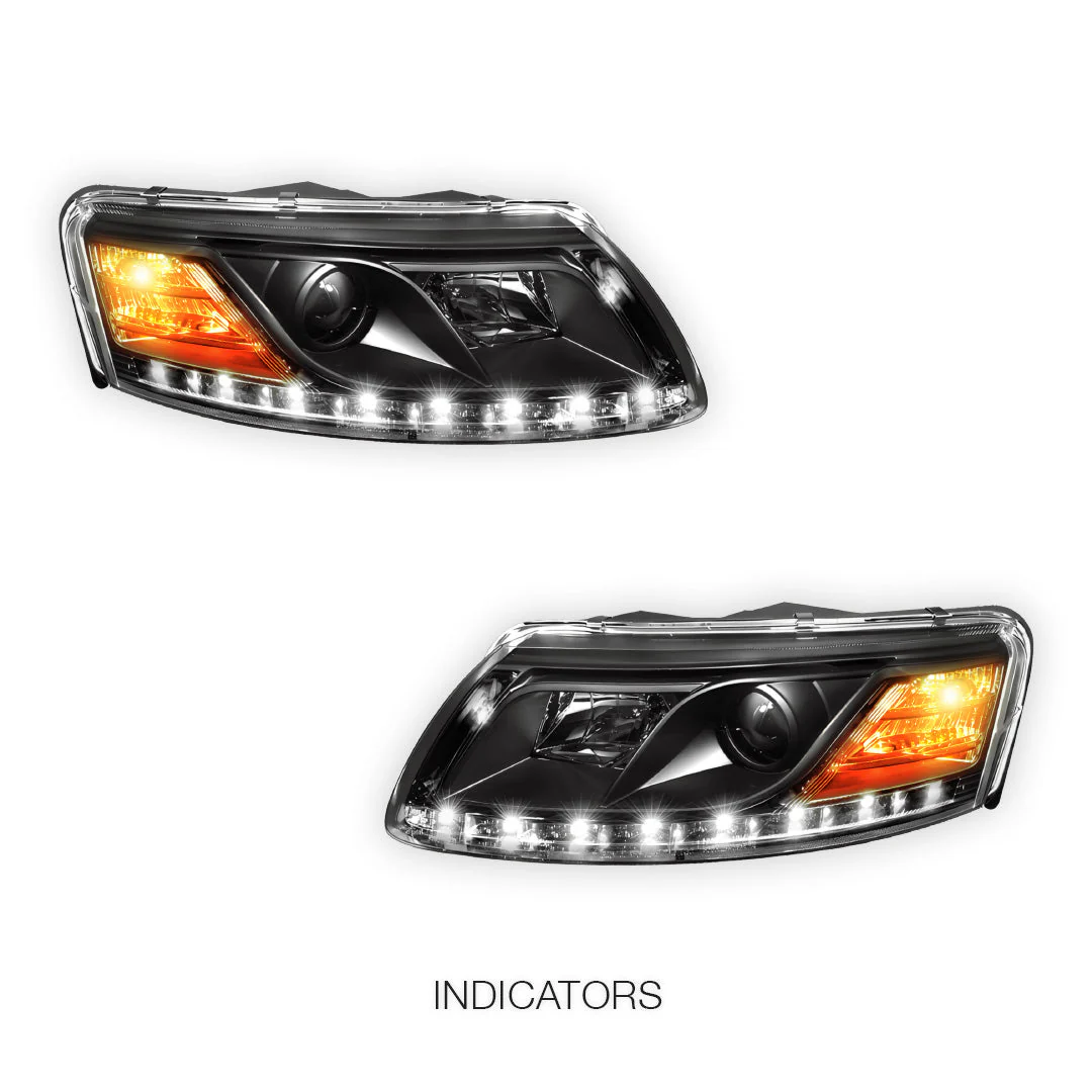 Audi A6 C6 (2004 - 2011) Black LED DRL Projector Headlights LH + RH - Image 3