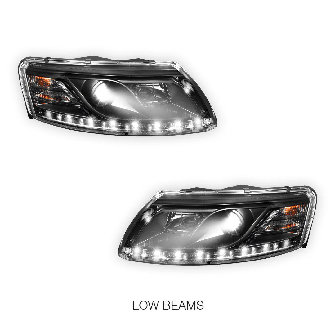 Audi A6 C6 (2004 - 2011) Black LED DRL Projector Headlights LH + RH - Image 4