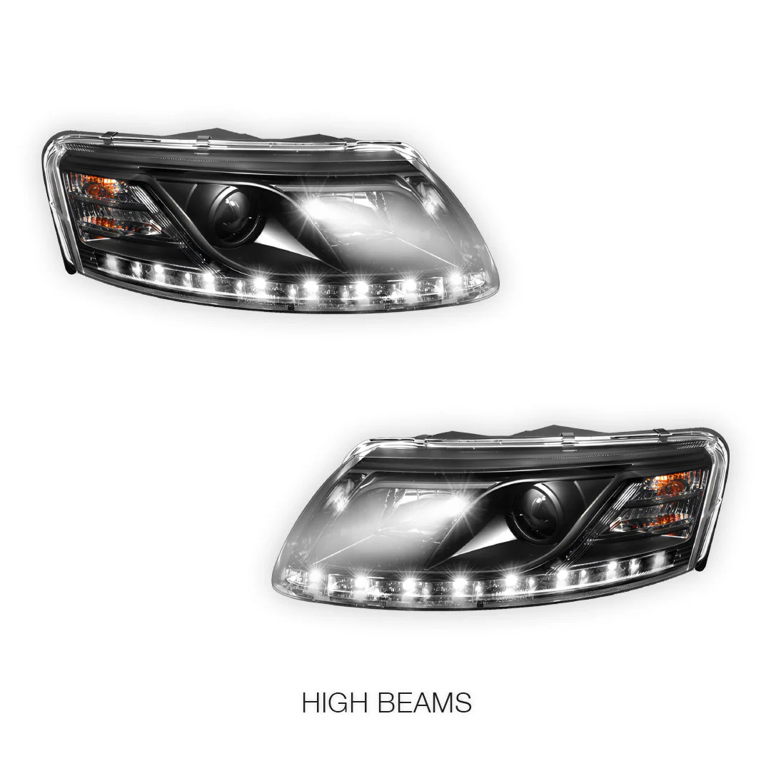Audi A6 C6 (2004 - 2011) Black LED DRL Projector Headlights LH + RH - Image 5
