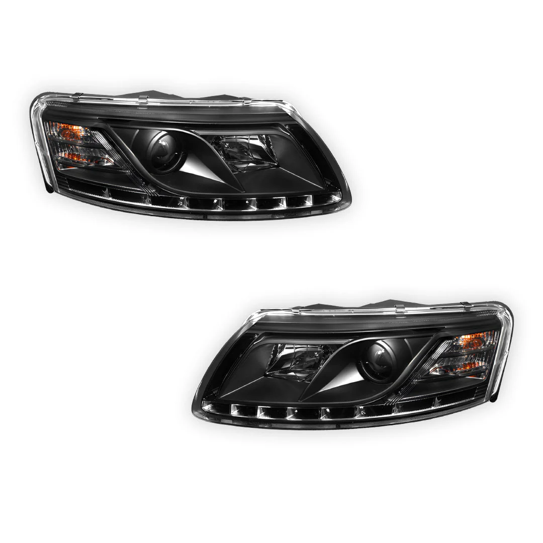 Audi A6 C6 (2004 - 2011) Black LED DRL Projector Headlights LH + RH - Image 6