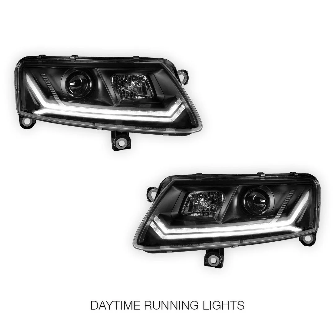 Audi A6 C6 (2004 - 2011) Sequential Black LED DRL Projector Headlights LH + RH - Image 2