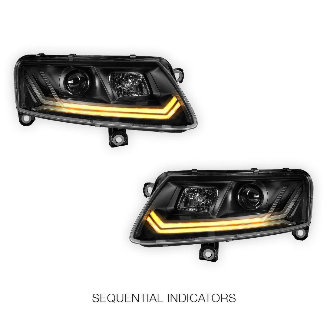 Audi A6 C6 (2004 - 2011) Sequential Black LED DRL Projector Headlights LH + RH - Image 3