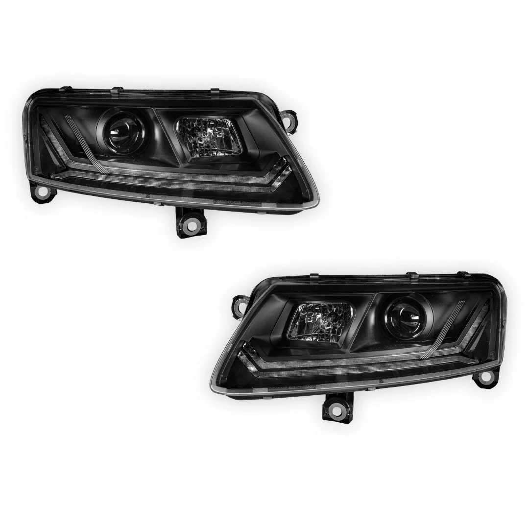 Audi A6 C6 (2004 - 2011) Sequential Black LED DRL Projector Headlights LH + RH - Image 6