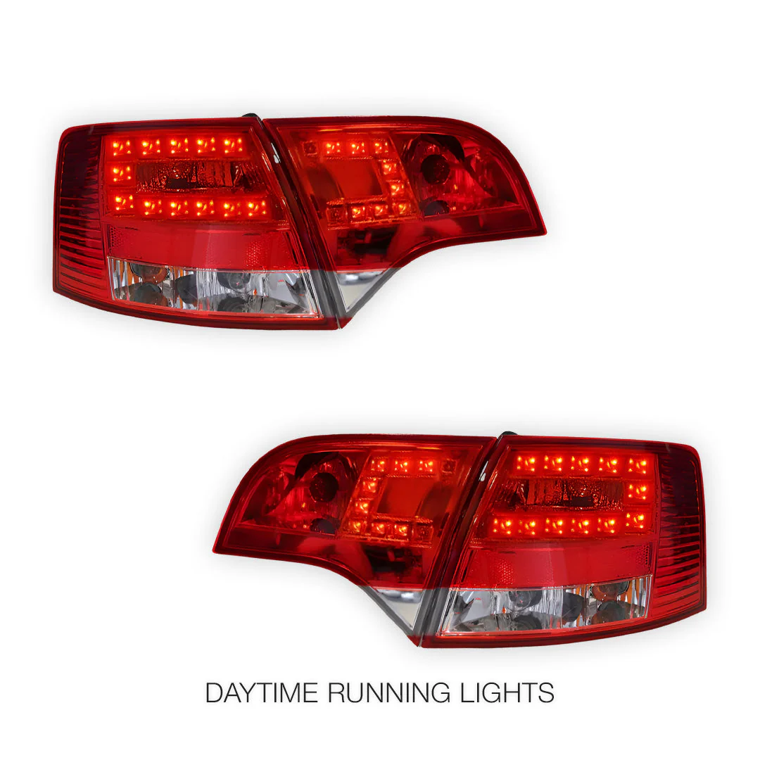 Audi S4 B7 (2005 - 2008) Clear Red LED Tail Lights LH + RH - Image 2