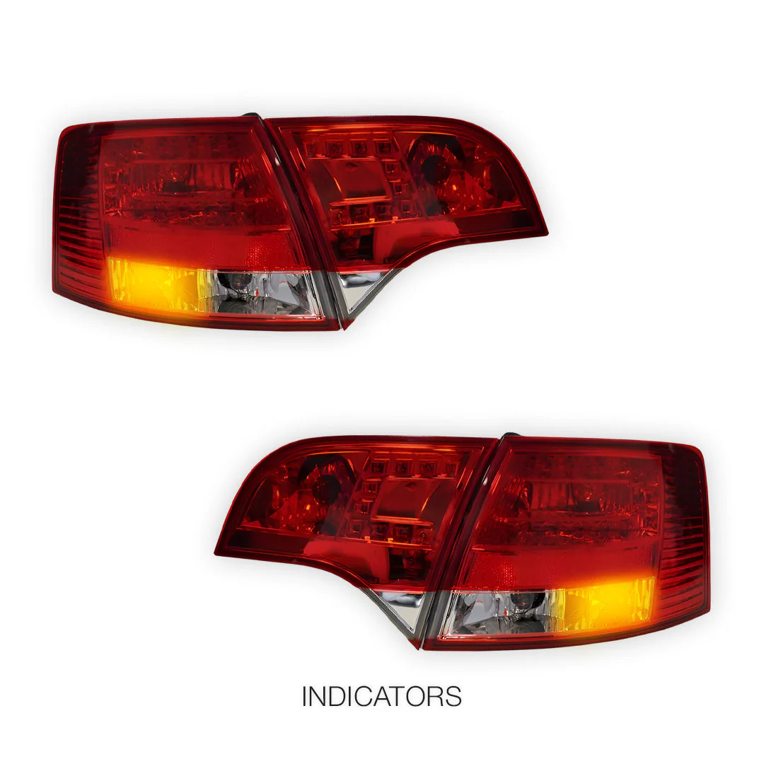 Audi S4 B7 (2005 - 2008) Clear Red LED Tail Lights LH + RH - Image 4