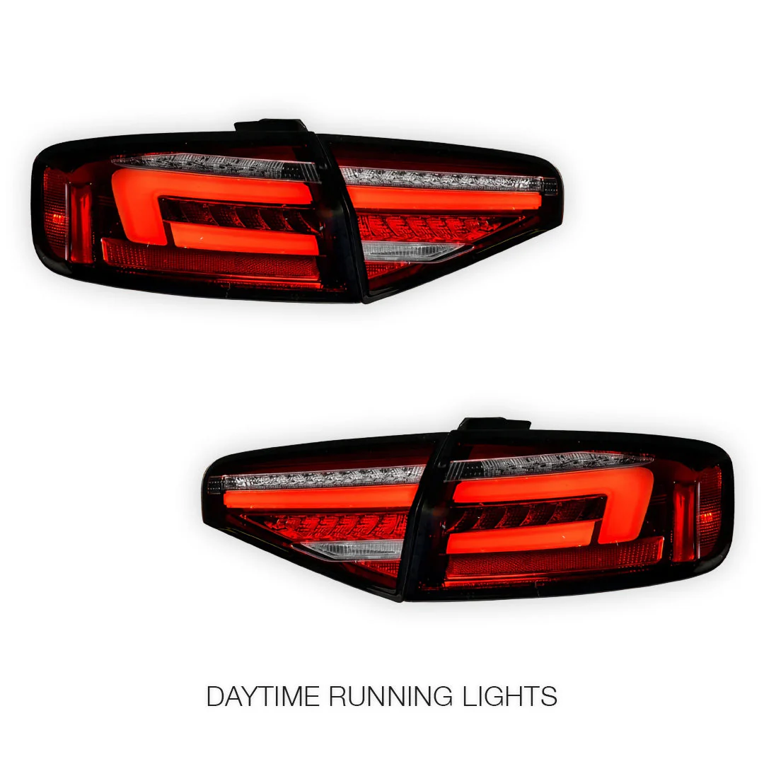 Audi S4 B8 (2012 - 2015) Clear Red Sequential 3D LED Stripe Tail Lights LH + RH - Image 2