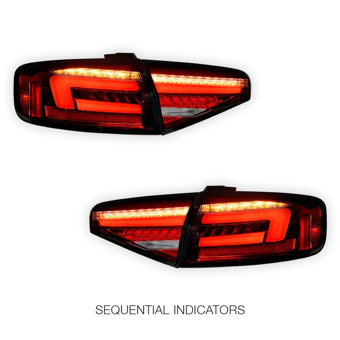 Audi S4 B8 (2012 - 2015) Clear Red Sequential 3D LED Stripe Tail Lights LH + RH - Image 3