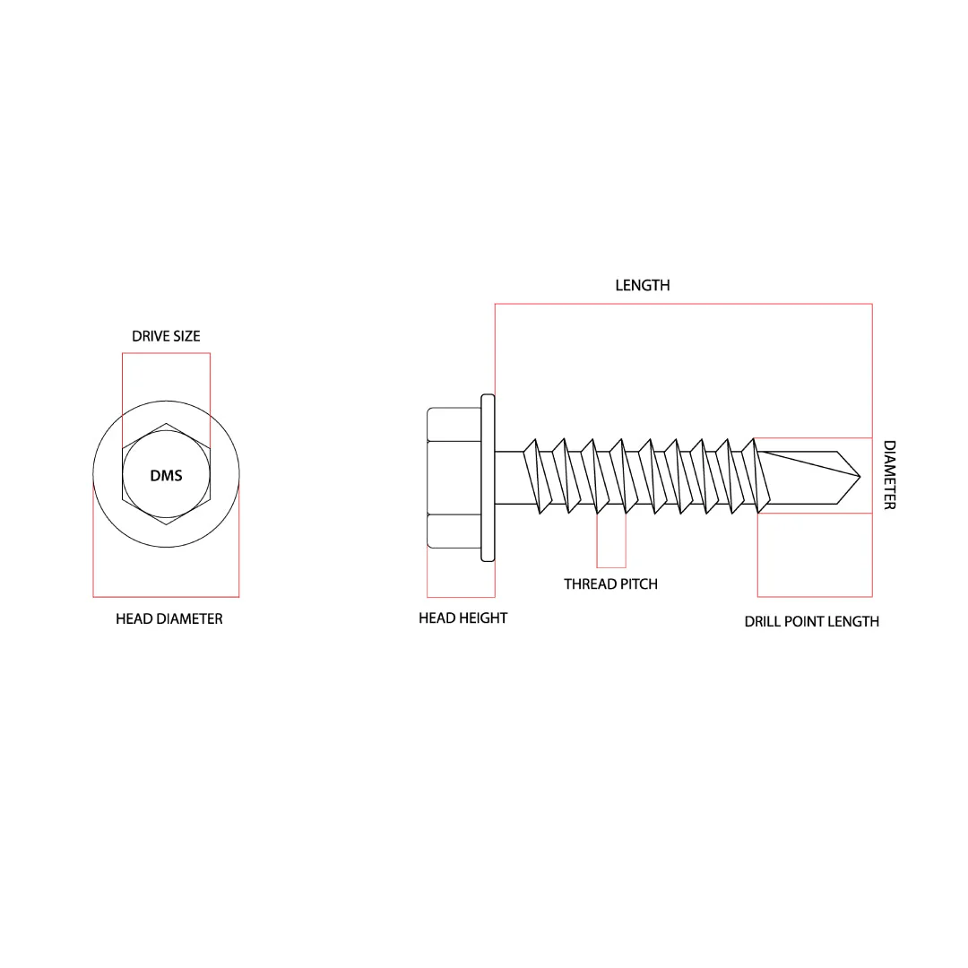 Basalt Colorbond 10g-16 x 16mm Hex Head Self Drilling Screw Tek Galvanised - Image 3