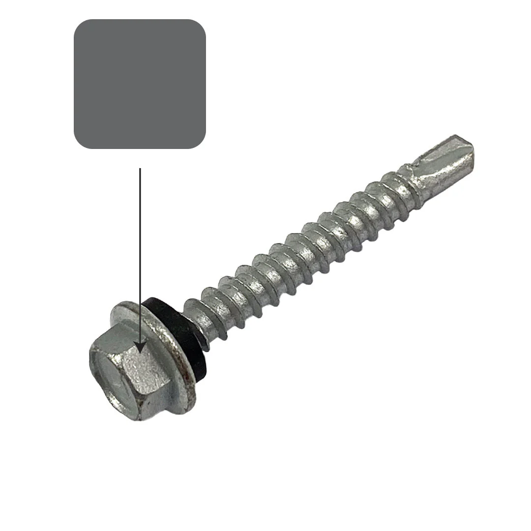 Basalt Colorbond 10g-16 x 16mm Hex Head Self Drilling Screw Tek with NEO seal Galvanised - Image 2