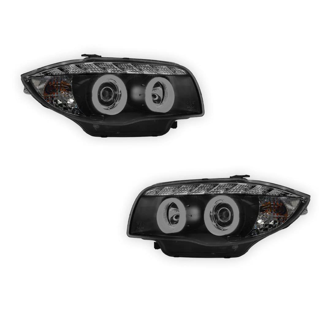 BMW 1 Series E81 / E82 / E87 / E88 (2004 - 2013) Halogen Model DRL Projector Headlights LH + RH - Image 12