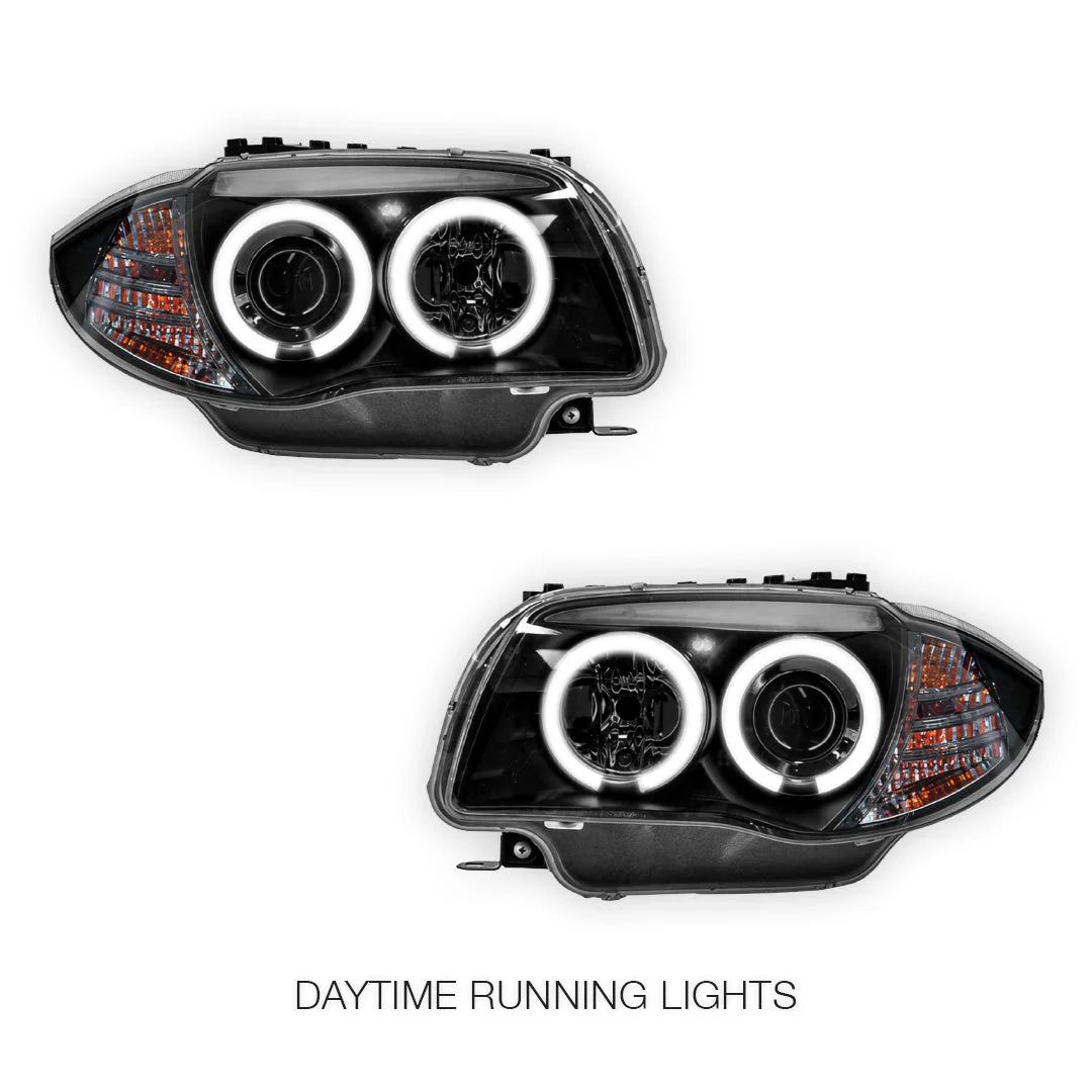 BMW 1 Series E81 / E82 / E87 / E88 (2004 - 2013) Halogen Model DRL Projector Headlights LH + RH - Image 2