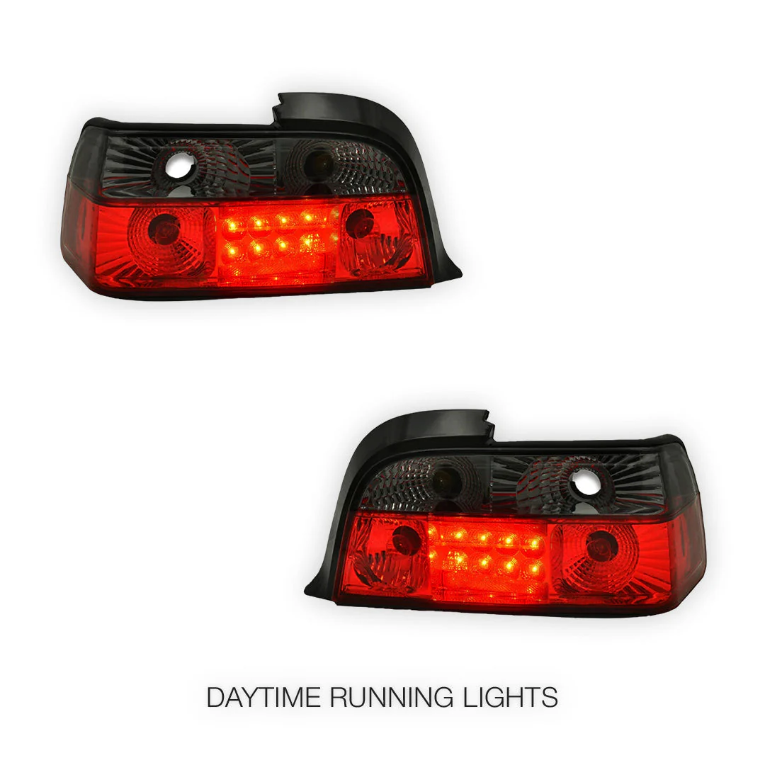 BMW 3 Series E36 (1991 - 1999) Smoked Red 3D LED Tail Lights LH + RH - Image 2