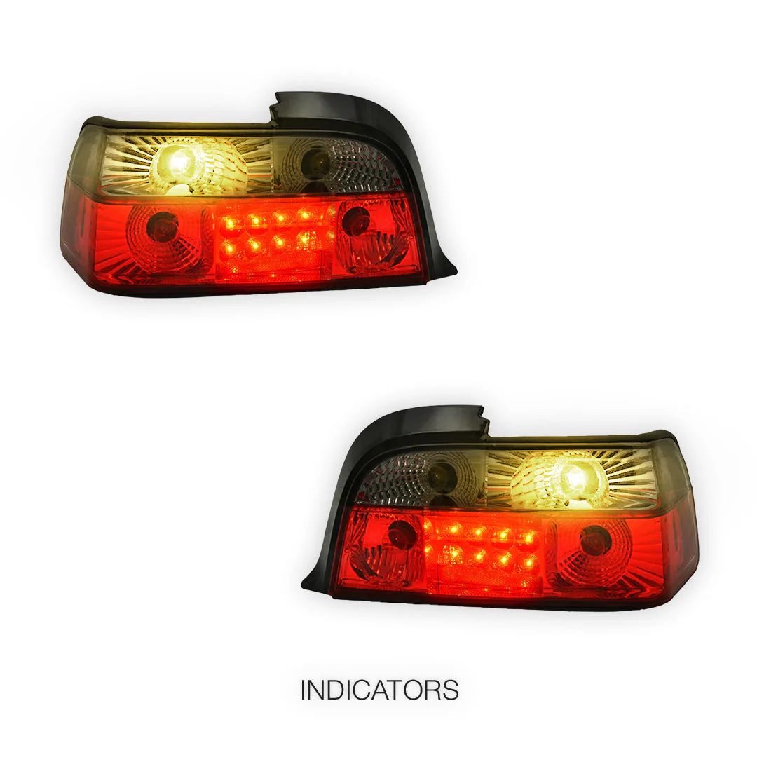 BMW 3 Series E36 (1991 - 1999) Smoked Red 3D LED Tail Lights LH + RH - Image 3