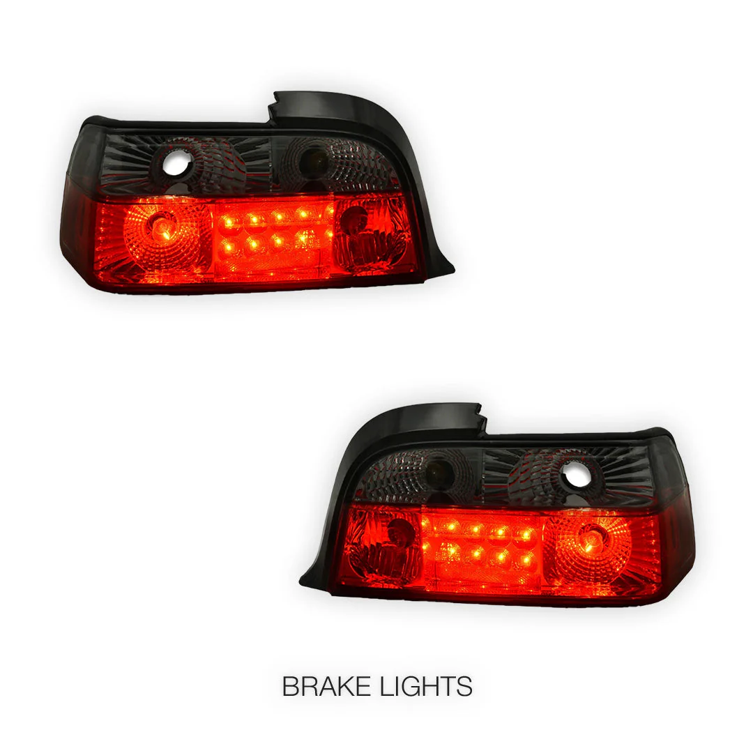 BMW 3 Series E36 (1991 - 1999) Smoked Red 3D LED Tail Lights LH + RH - Image 4
