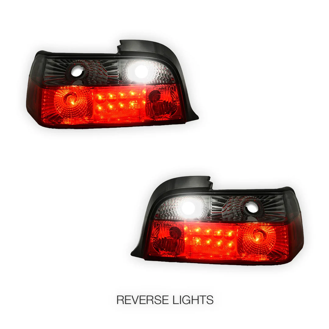 BMW 3 Series E36 (1991 - 1999) Smoked Red 3D LED Tail Lights LH + RH - Image 5