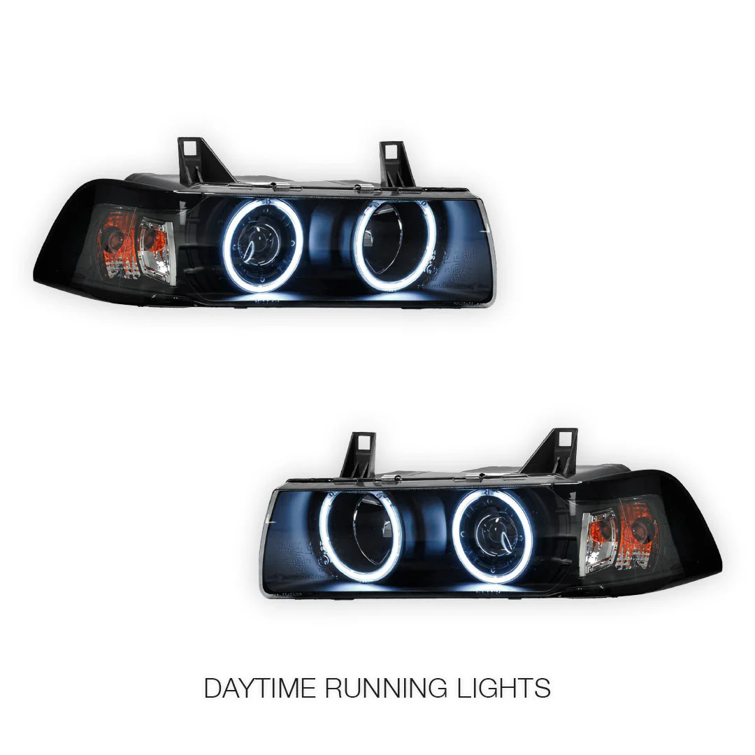 BMW 3 Series E36 2-Door (1992 - 1999) CCFL Angel-Eye Projector Headlights LH + RH - Image 2