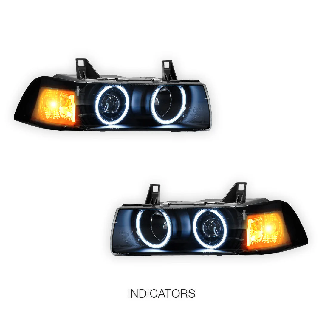 BMW 3 Series E36 2-Door (1992 - 1999) CCFL Angel-Eye Projector Headlights LH + RH - Image 3