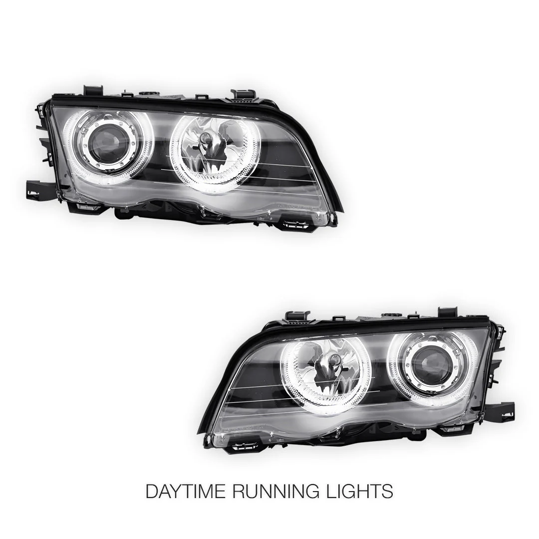 BMW 3 Series E46 Sedan / Wagon (1998 - 2001) LED Angel-Eyes Projector Headlights LH + RH - Image 3