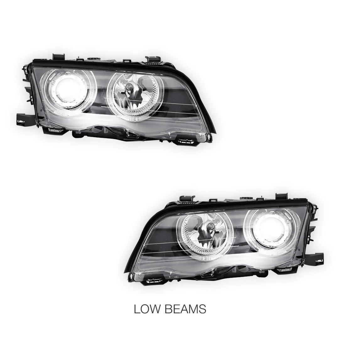 BMW 3 Series E46 Sedan / Wagon (1998 - 2001) LED Angel-Eyes Projector Headlights LH + RH - Image 4
