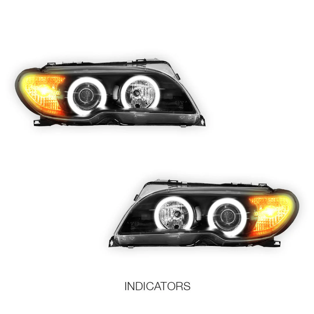 BMW 3 Series E46 (2003 - 2005) Halogen Model CCFL Angel-Eyes Projector Headlights LH + RH - Image 3