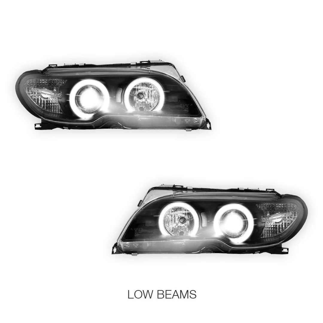 BMW 3 Series E46 (2003 - 2005) Halogen Model CCFL Angel-Eyes Projector Headlights LH + RH - Image 4