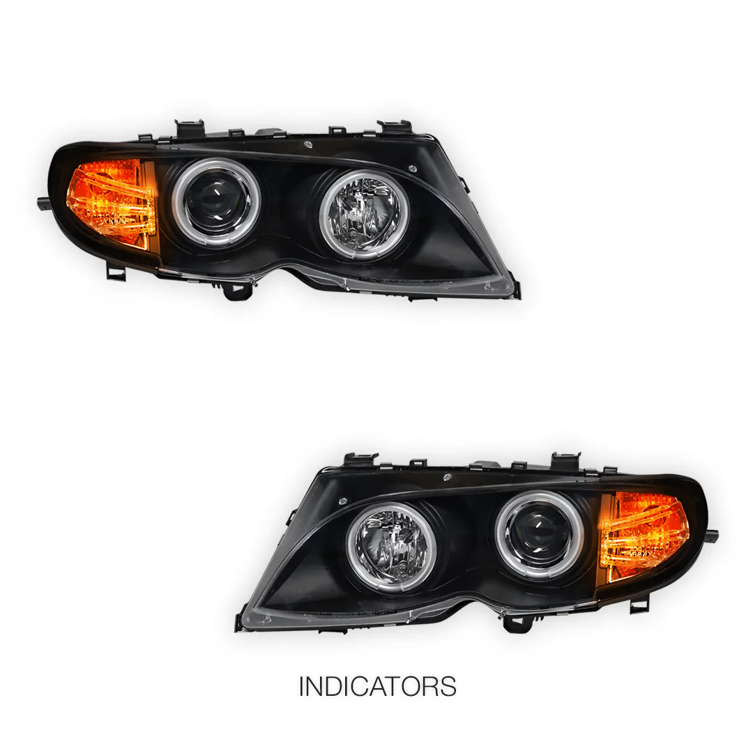BMW 3 Series E46 Sedan / Wagon (2002 - 2004) CCFL Angel-Eyes Projector Headlights LH + RH - Image 4