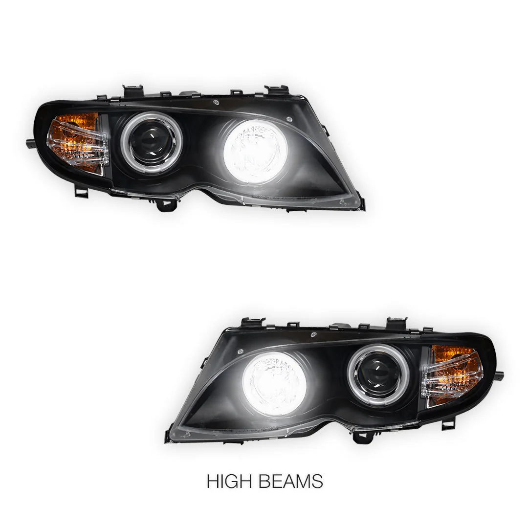 BMW 3 Series E46 Sedan / Wagon (2002 - 2004) CCFL Angel-Eyes Projector Headlights LH + RH - Image 6
