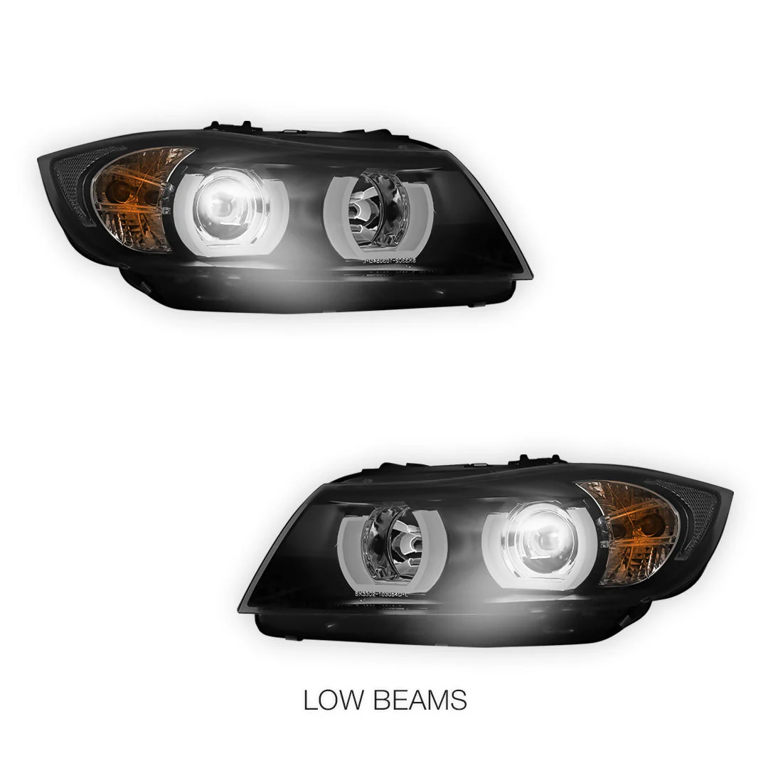 BMW 3 Series E90 / E91 (2005 - 2008) Halogen Model LED 3D Angel-Eyes Projector Headlights LH + RH - Image 5