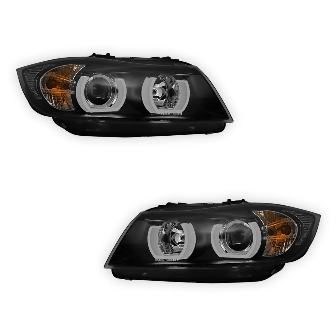 BMW 3 Series E90 / E91 (2005 - 2008) HID / Xenon Model LED 3D Angel-Eyes Projector Headlights LH + RH - Image 2