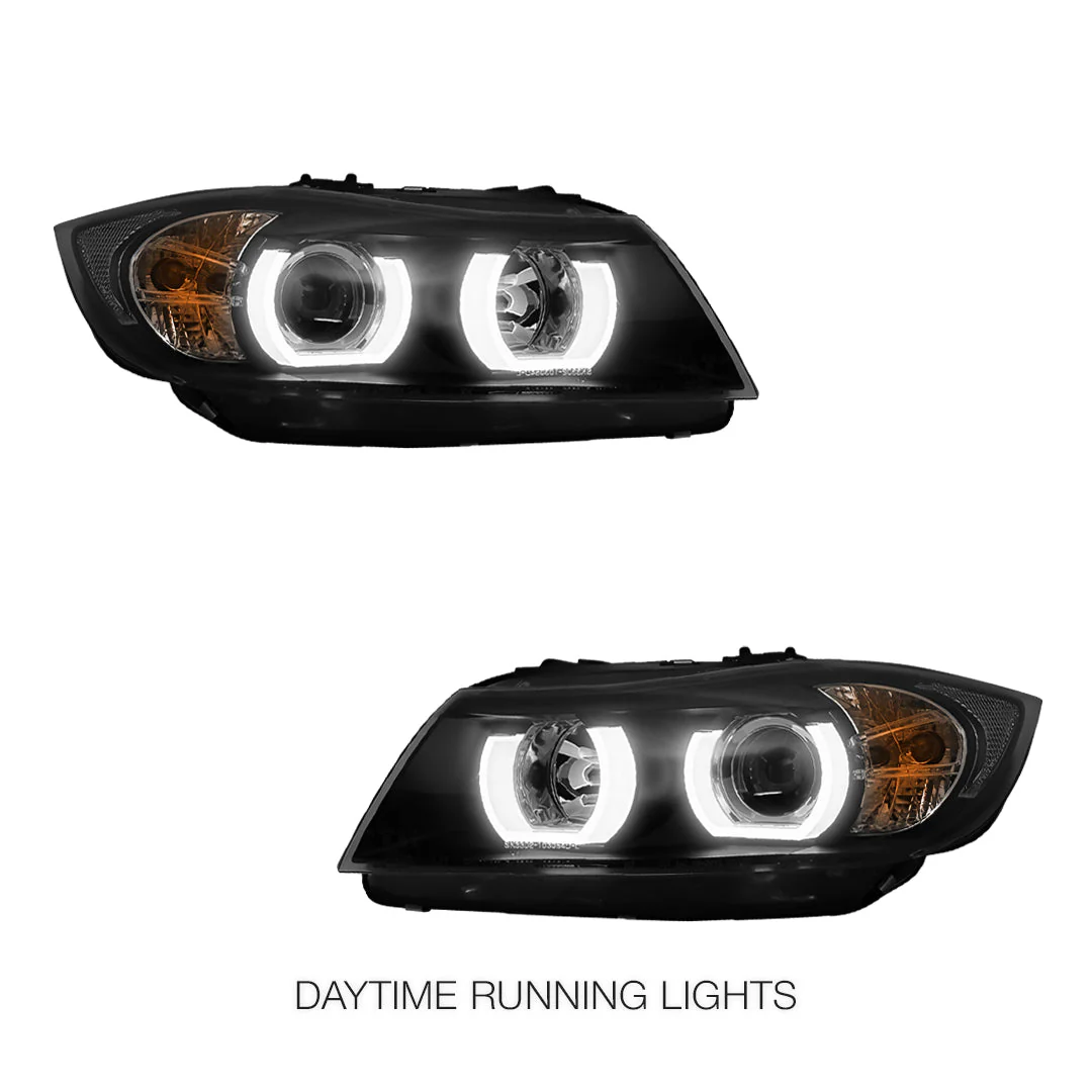 BMW 3 Series E90 / E91 (2005 - 2008) HID / Xenon Model LED 3D Angel-Eyes Projector Headlights LH + RH - Image 3