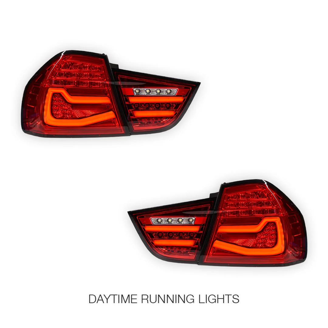 BMW 3 Series E90 Pre LCI (2009 - 2011) Clear Red Sequential Full LED Tail Lights LH + RH - Image 2