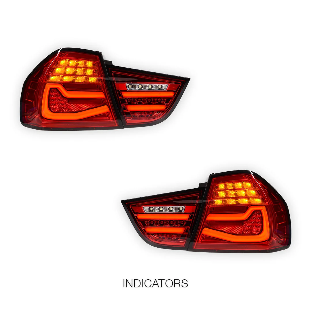 BMW 3 Series E90 Pre LCI (2009 - 2011) Clear Red Sequential Full LED Tail Lights LH + RH - Image 3