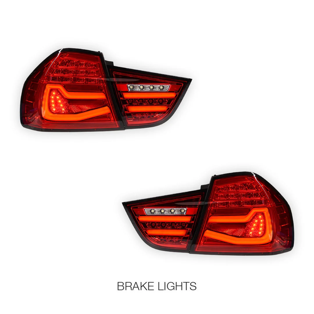 BMW 3 Series E90 Pre LCI (2009 - 2011) Clear Red Sequential Full LED Tail Lights LH + RH - Image 4