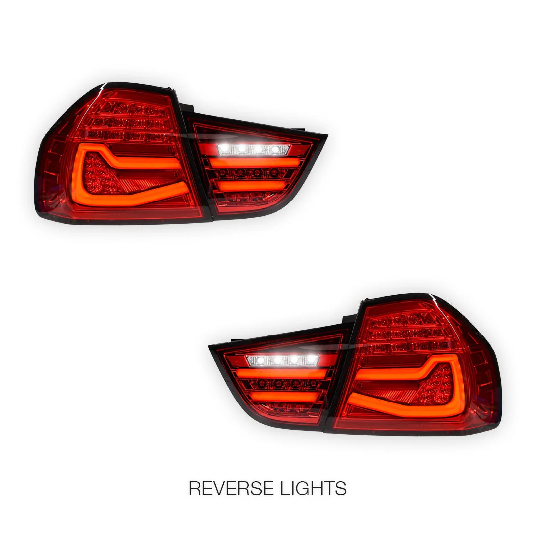 BMW 3 Series E90 Pre LCI (2009 - 2011) Clear Red Sequential Full LED Tail Lights LH + RH - Image 5