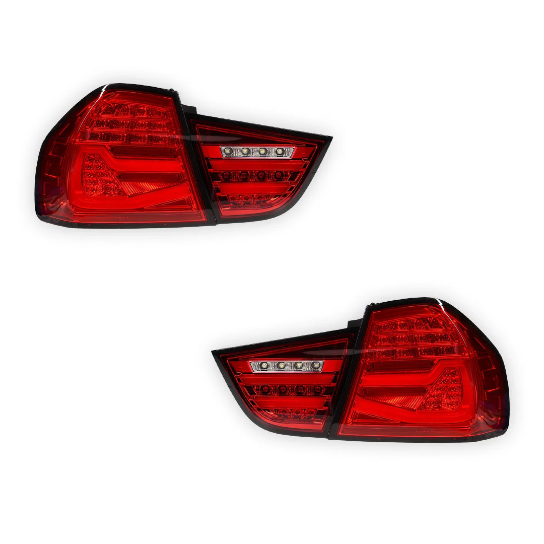 BMW 3 Series E90 Pre LCI (2009 - 2011) Clear Red Sequential Full LED Tail Lights LH + RH - Image 6