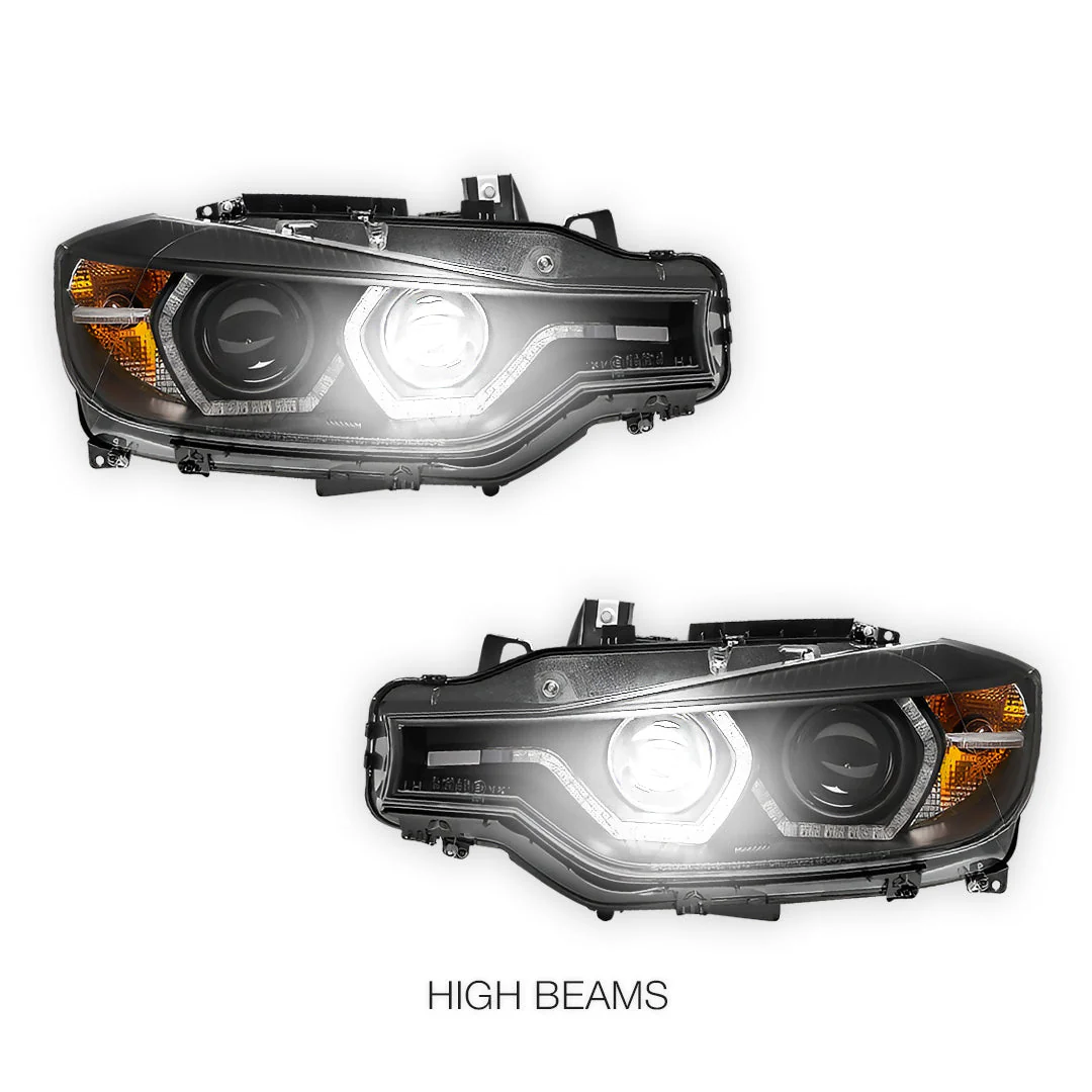 BMW 3 Series F30 / F31 (2012 - 2015) Halogen Model LED DRL Projector Headlights LH + RH - Image 6