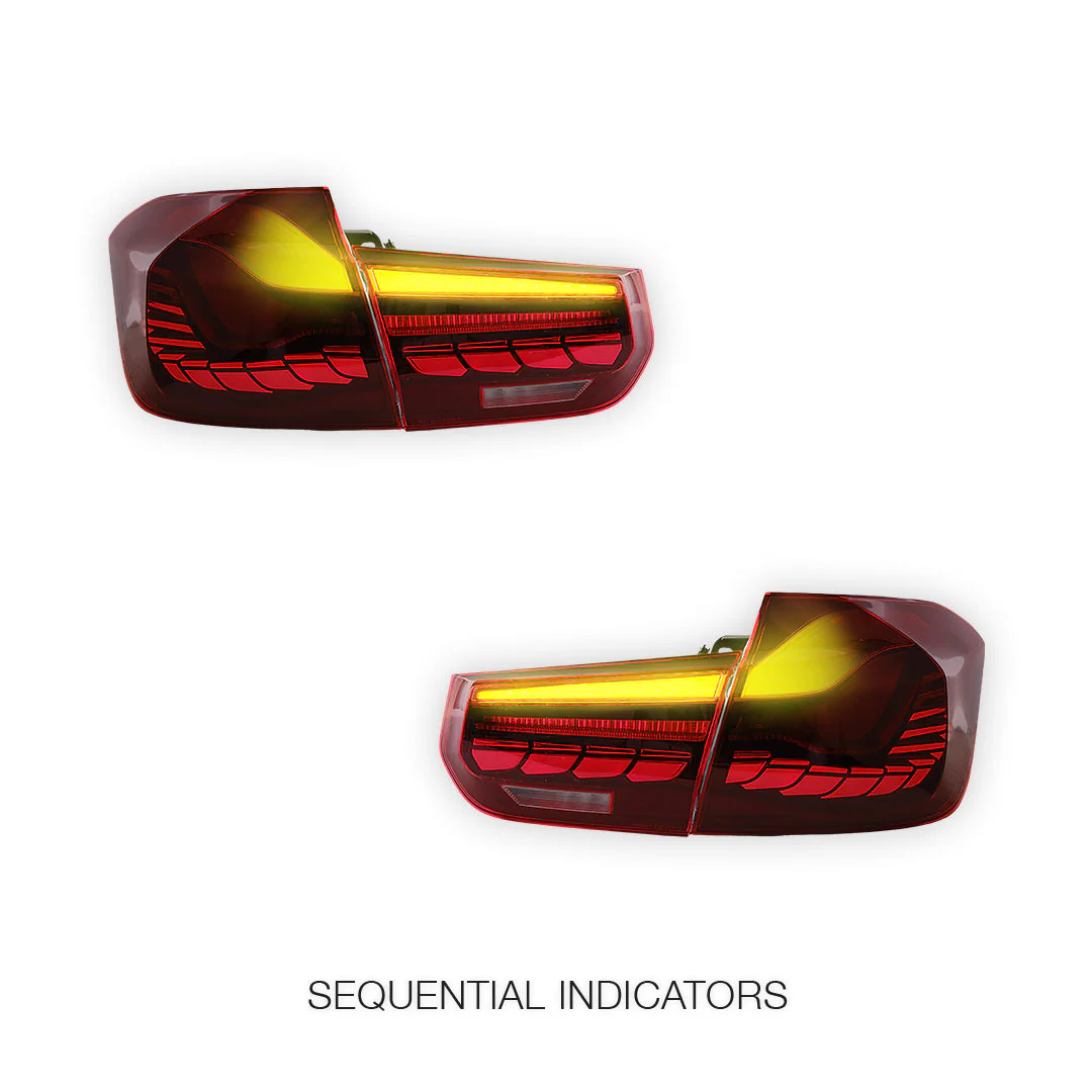 BMW 3-Series F30 / F80 / M3 (2012 - 2019) GTS Style Sequential Red LED Tail Lights LH + RH - Image 4