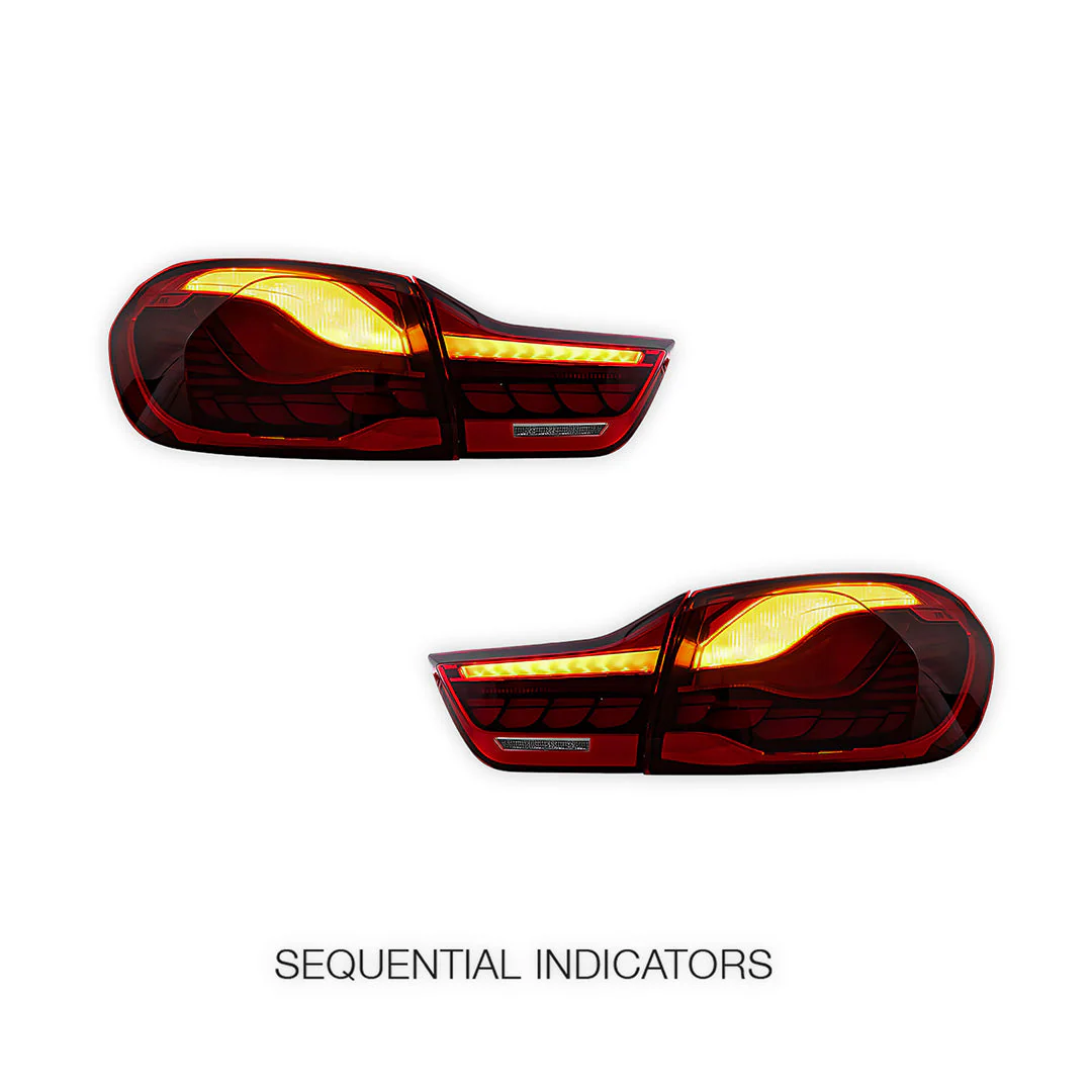BMW 4-Series F32 / F33 / F36 / F82 / F83 (2014 - 2020) GTS Style Sequential Red Full LED Tail Lights LH + RH - Image 4