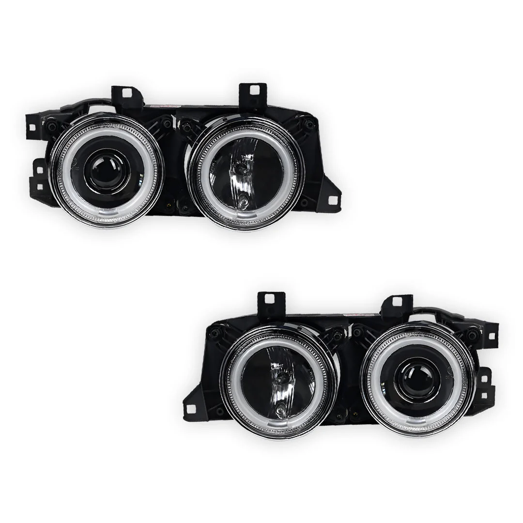 BMW 5 Series E34 (1987 - 1996) Crystal Clear CCFL Angel-Eye Projector Headlights LH + RH - Image 2
